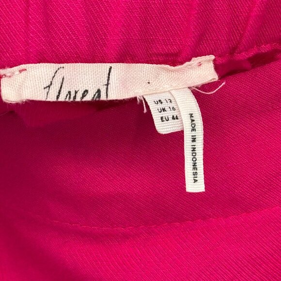 Anthropologie Floreat Hot Pink Mazza Off The Shoulder blouse size 12 top womens - Picture 3 of 12